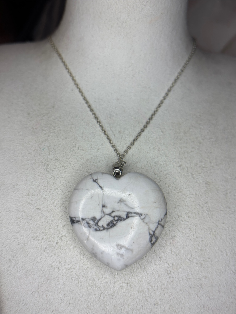 Large Heart Howlite stone necklace